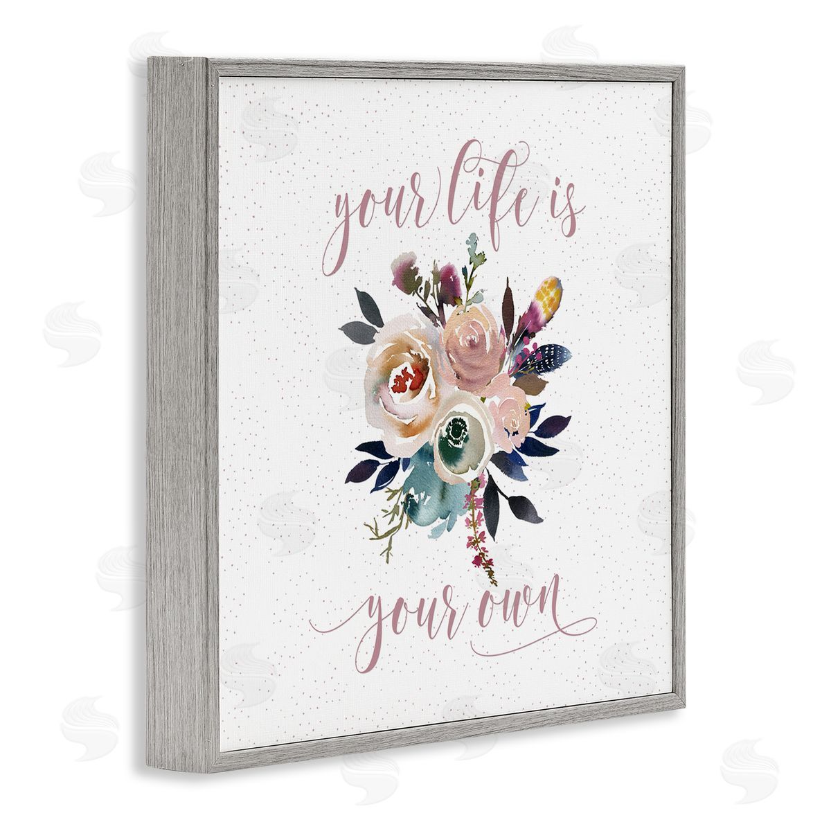Tara Moss Life Is Your Own Motivational Floral Bouquet Design  Gray Framed Glicee Wall Art Print