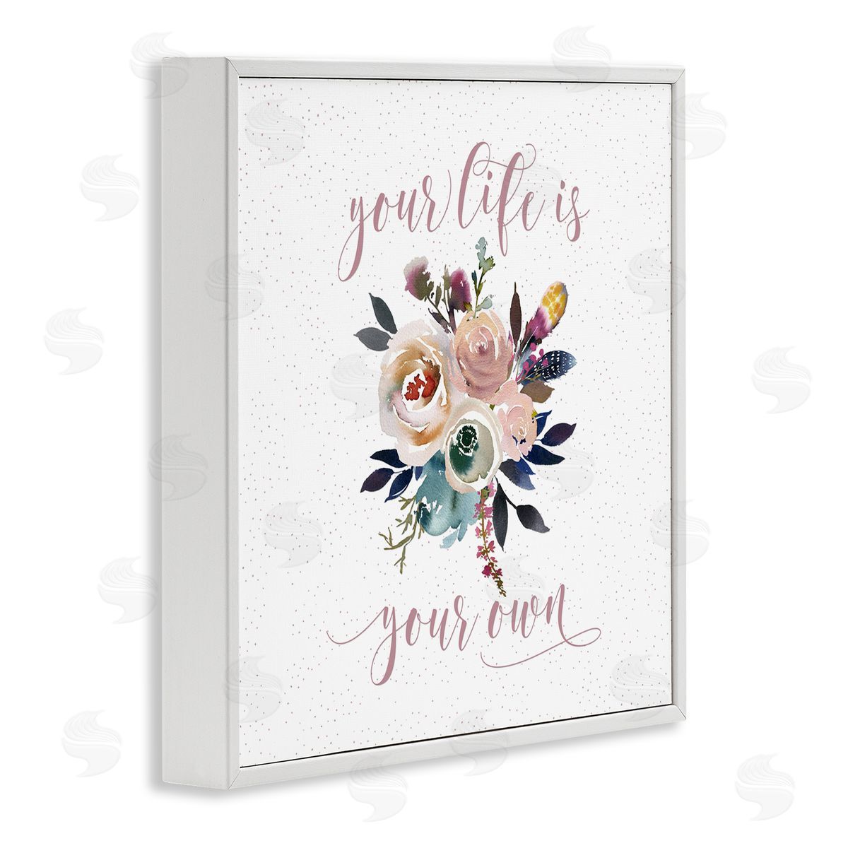 Tara Moss Life Is Your Own Motivational Floral Bouquet Design  White Framed Glicee Wall Art Print