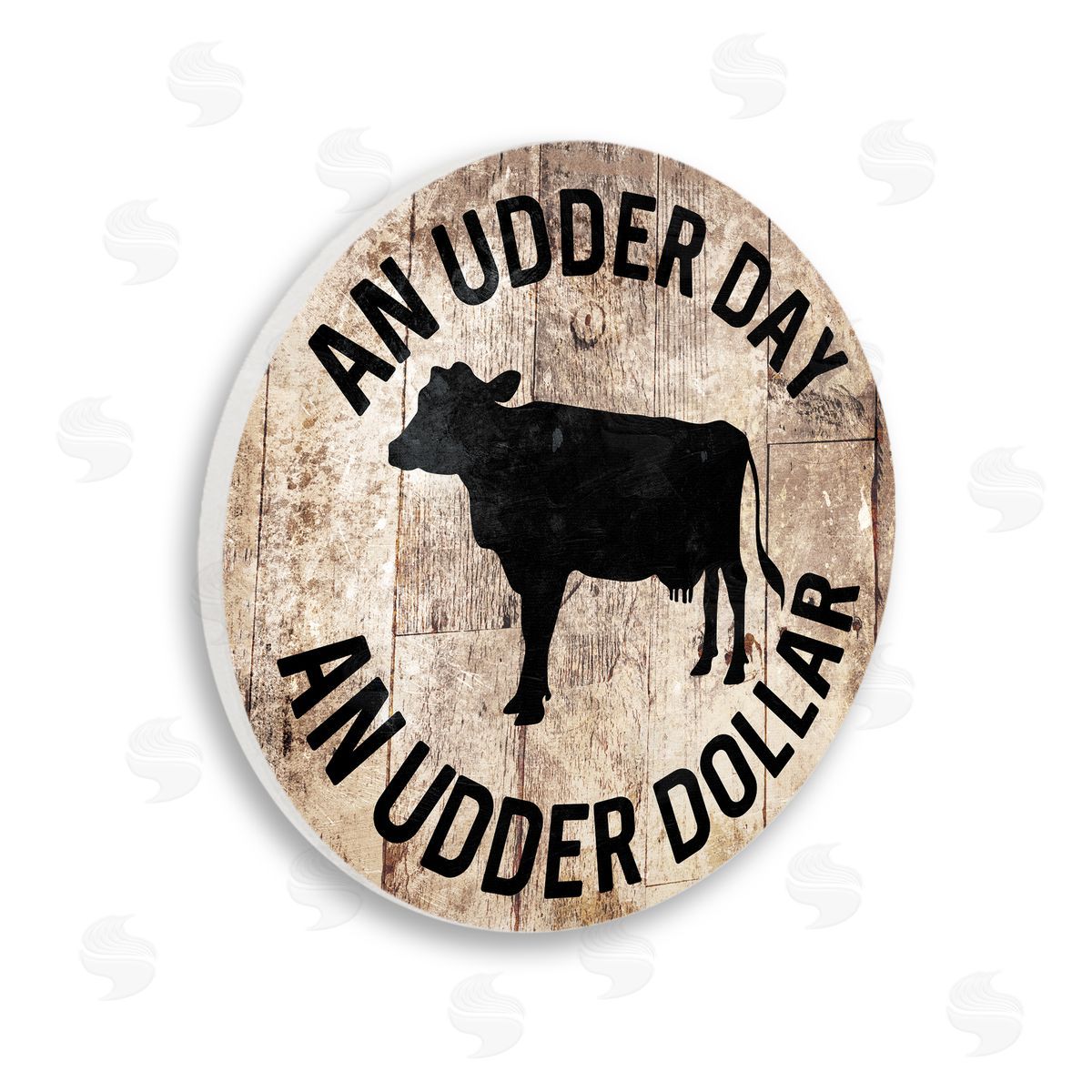 Milli Villa Udder Day Funny Cow Farm Wood Texture Word Design Wooden Wall Plaque Art Print
