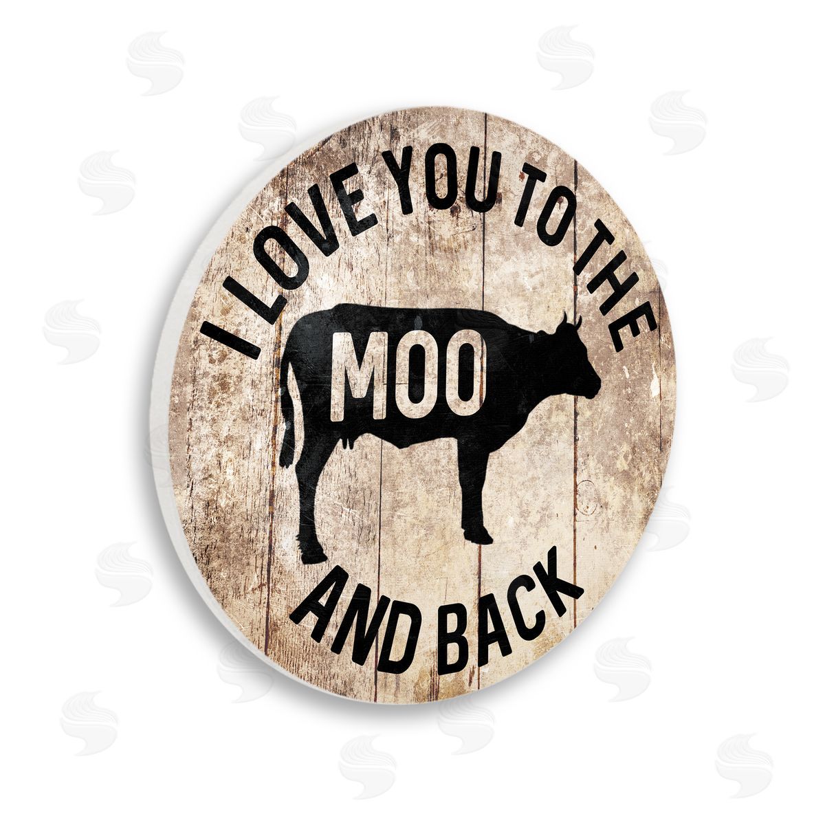 Milli Villa The Moo And Back Funny Cow Farm Wood Texture Word Design Wooden Wall Plaque Art Print