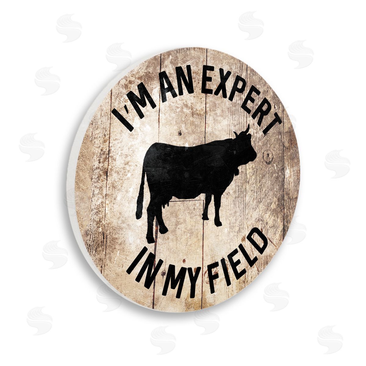 Milli Villa Expert In My Field Funny Cow Farm Wood Texture Word Design Wooden Wall Plaque Art Print