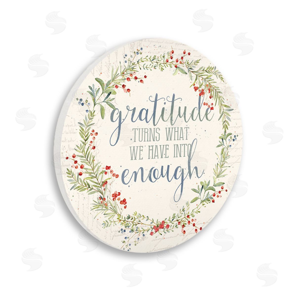 Stephanie Workman Marrott Gratitude's Enough Fall Autumn Seasonal Inspirational Word Design Wooden Wall Plaque Art Print
