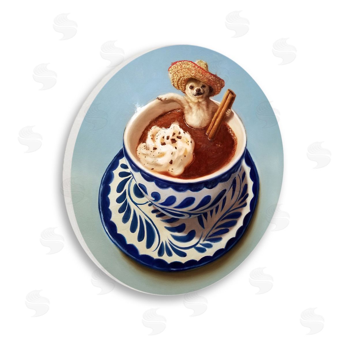 Lucia Heffernan Chihuahua Hot Chocolate Pet Animal Humor Caf� Wooden Wall Plaque Art Print