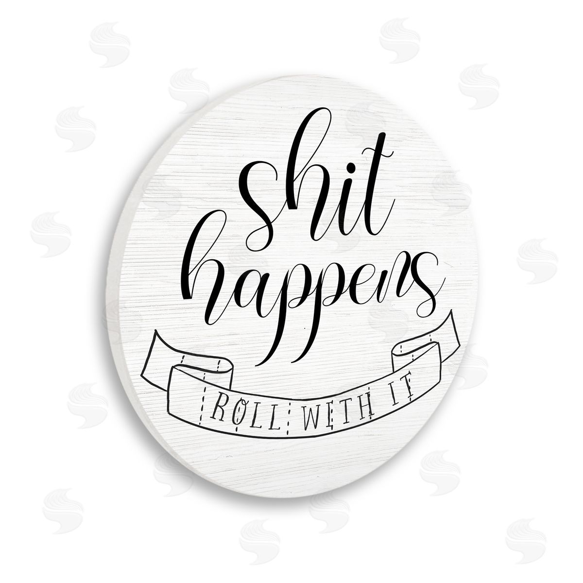 Stupell Studio Roll With It Toilet Paper Sassy Motivational Bathroom Quote Wooden Wall Plaque Art Print