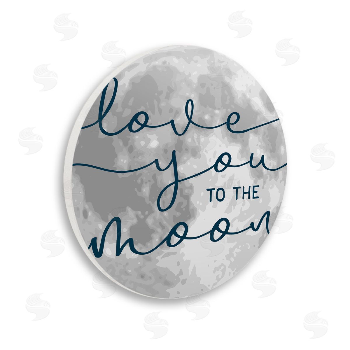 Stupell Studio Love You to Moon Quote Lunar Illustration Wooden Wall Plaque Art Print