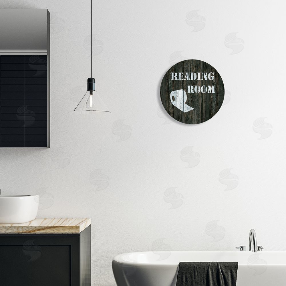 Carol Robinson Reading Room Phrase Rustic Bathroom Toilet Paper Round Wall Plaque Art Print in Room