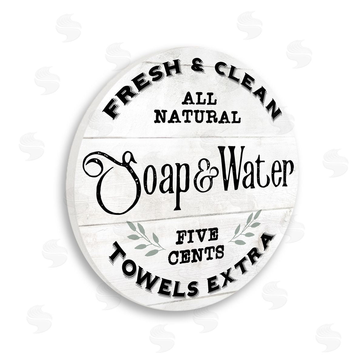 Stupell Studio All Natural Soap & Water Vintage Farmhouse Bathroom Sign Wooden Wall Plaque Art Print