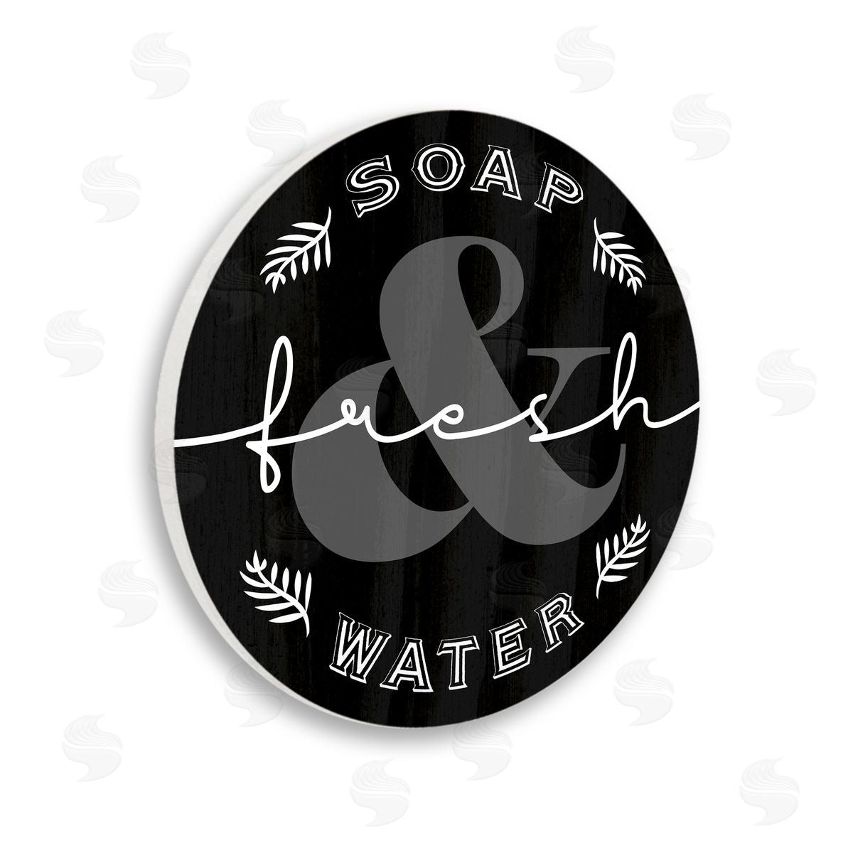 Stupell Studio Fresh Soap and Water Vintage Advertisement Black Bathroom Sign Wooden Wall Plaque Art Print
