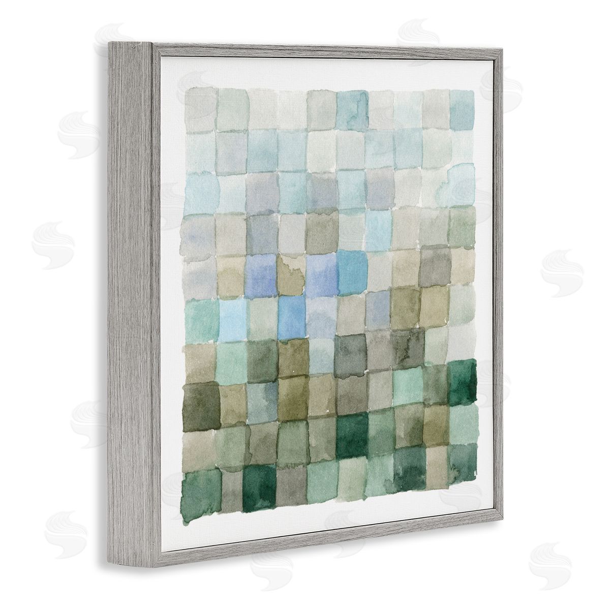 Emma Caroline Earth Tones Watercolor Detail Square Shape Pattern  Gray Framed Glicee Wall Art Print