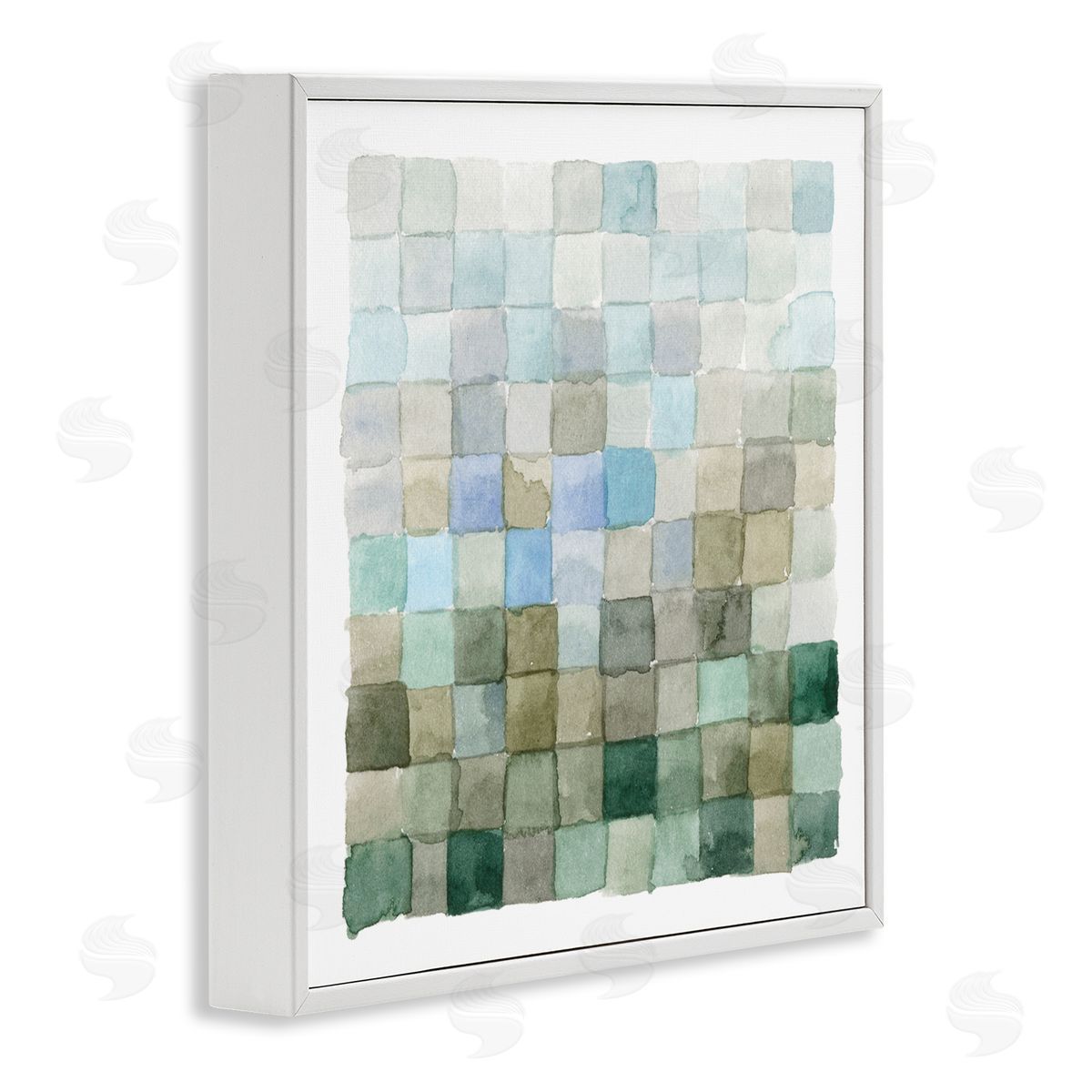 Emma Caroline Earth Tones Watercolor Detail Square Shape Pattern  White Framed Glicee Wall Art Print