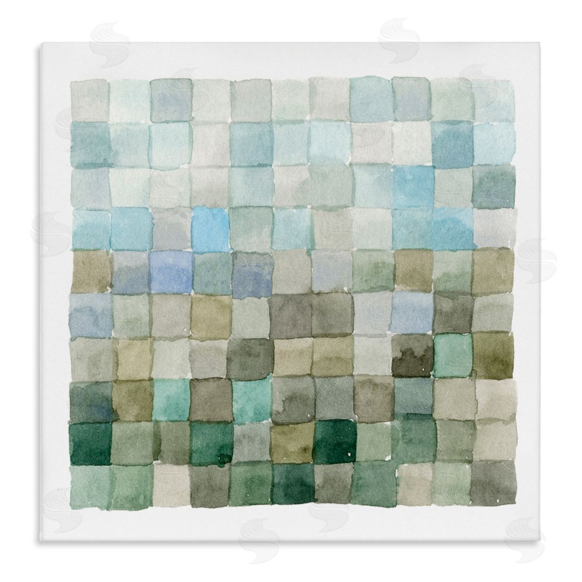 Modern Watercolor Checkered Shapes Canvas Wall Art, Home Decor by Emma Caroline