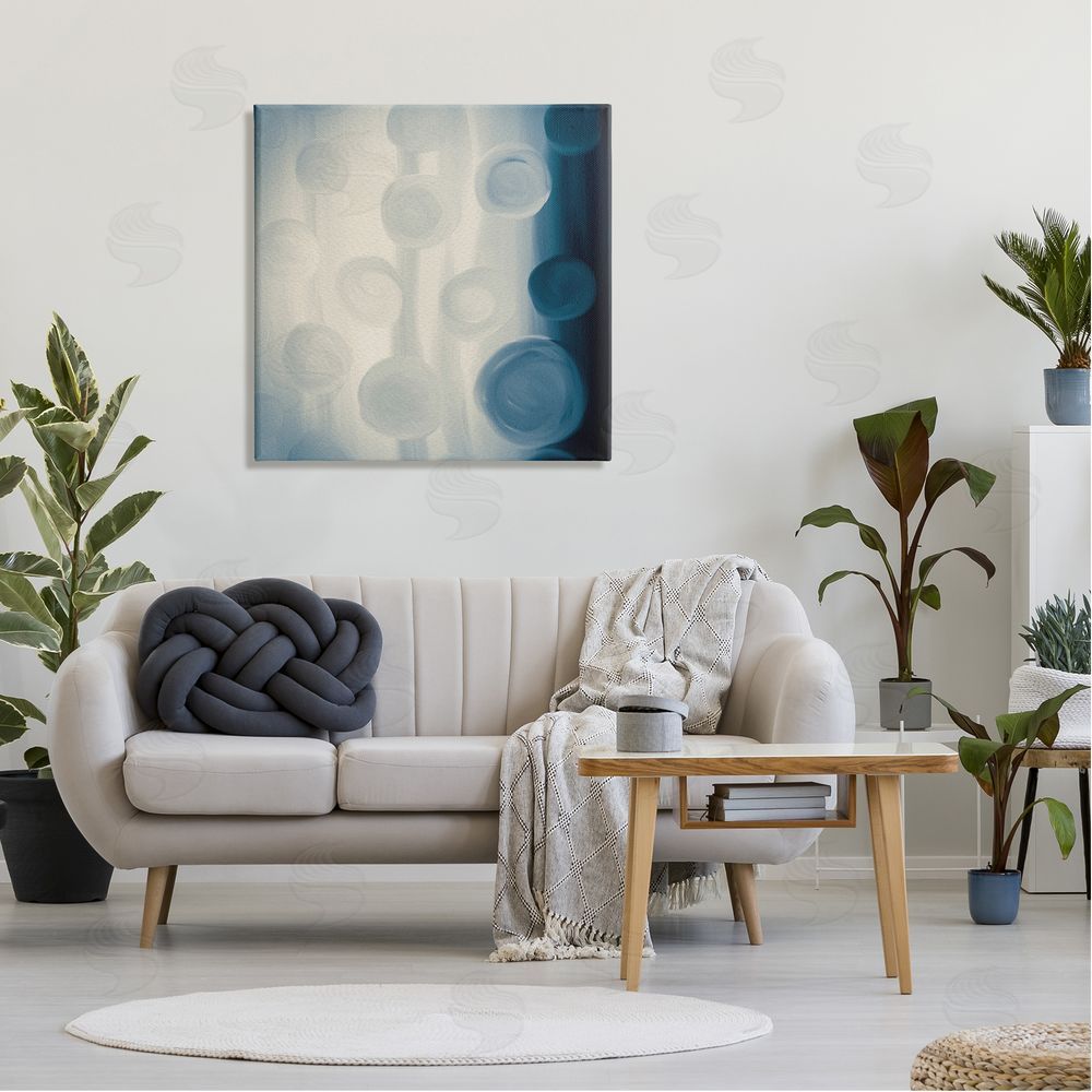Amy Brinkman Rich Blue Abstract Circles Modern Circles Design  Canvas Wall Art in Room