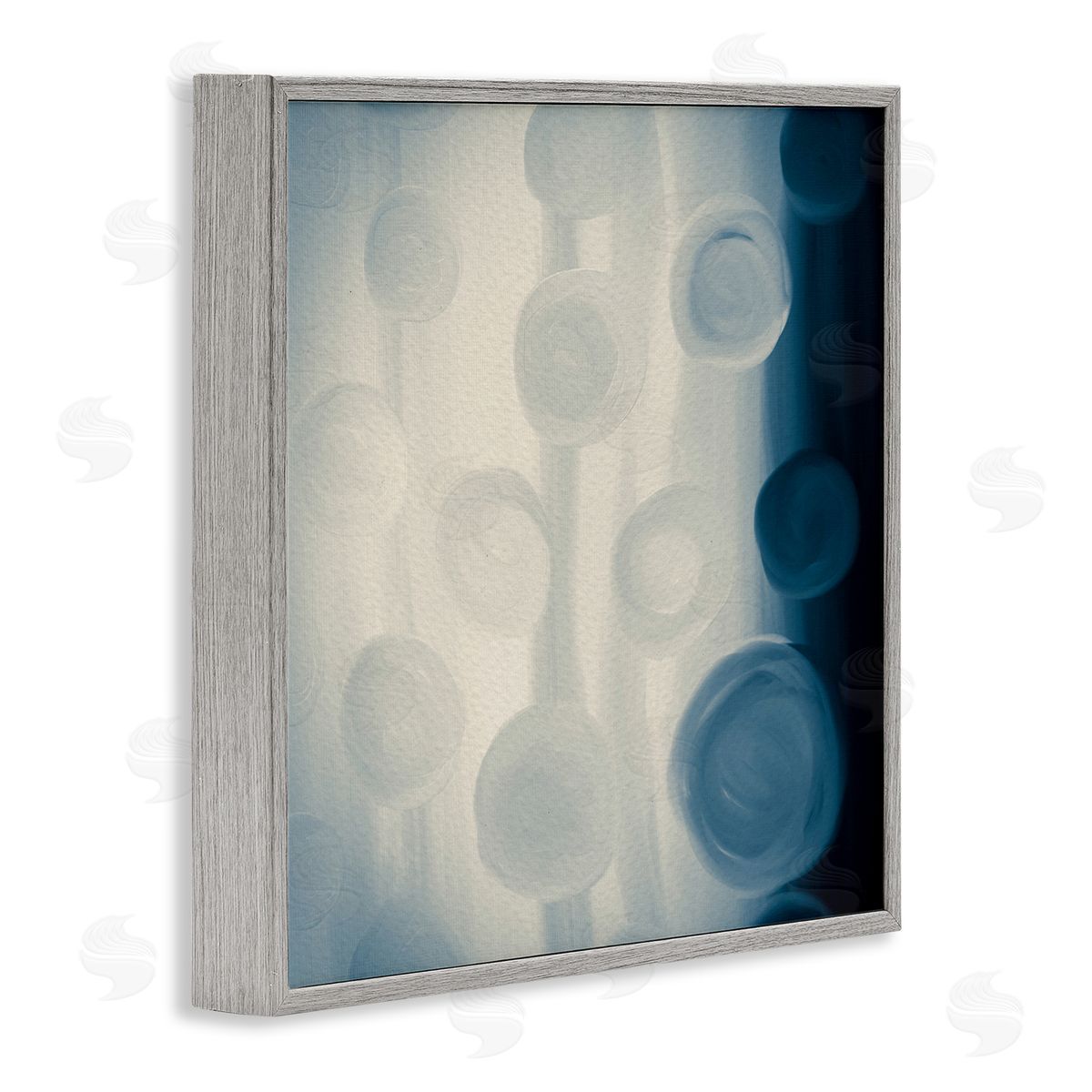 Amy Brinkman Rich Blue Abstract Circles Modern Circles Design  Gray Framed Glicee Wall Art Print
