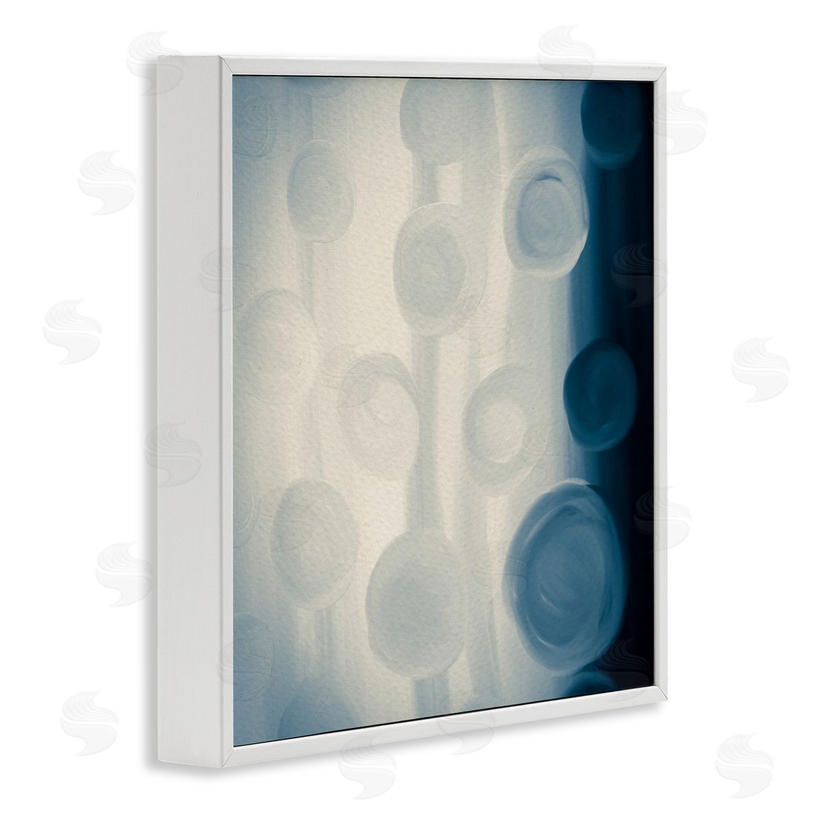 Amy Brinkman Rich Blue Abstract Circles Modern Circles Design  White Framed Glicee Wall Art Print