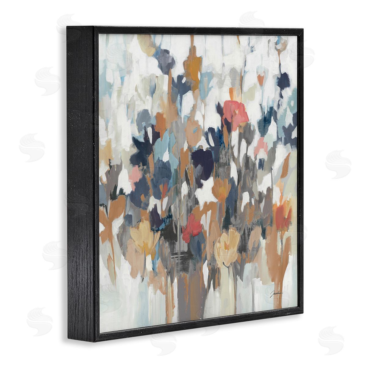 Modern Painterly Floral Arrangement Black Frame Print Wall Art, Home Decor by Liz Jardine