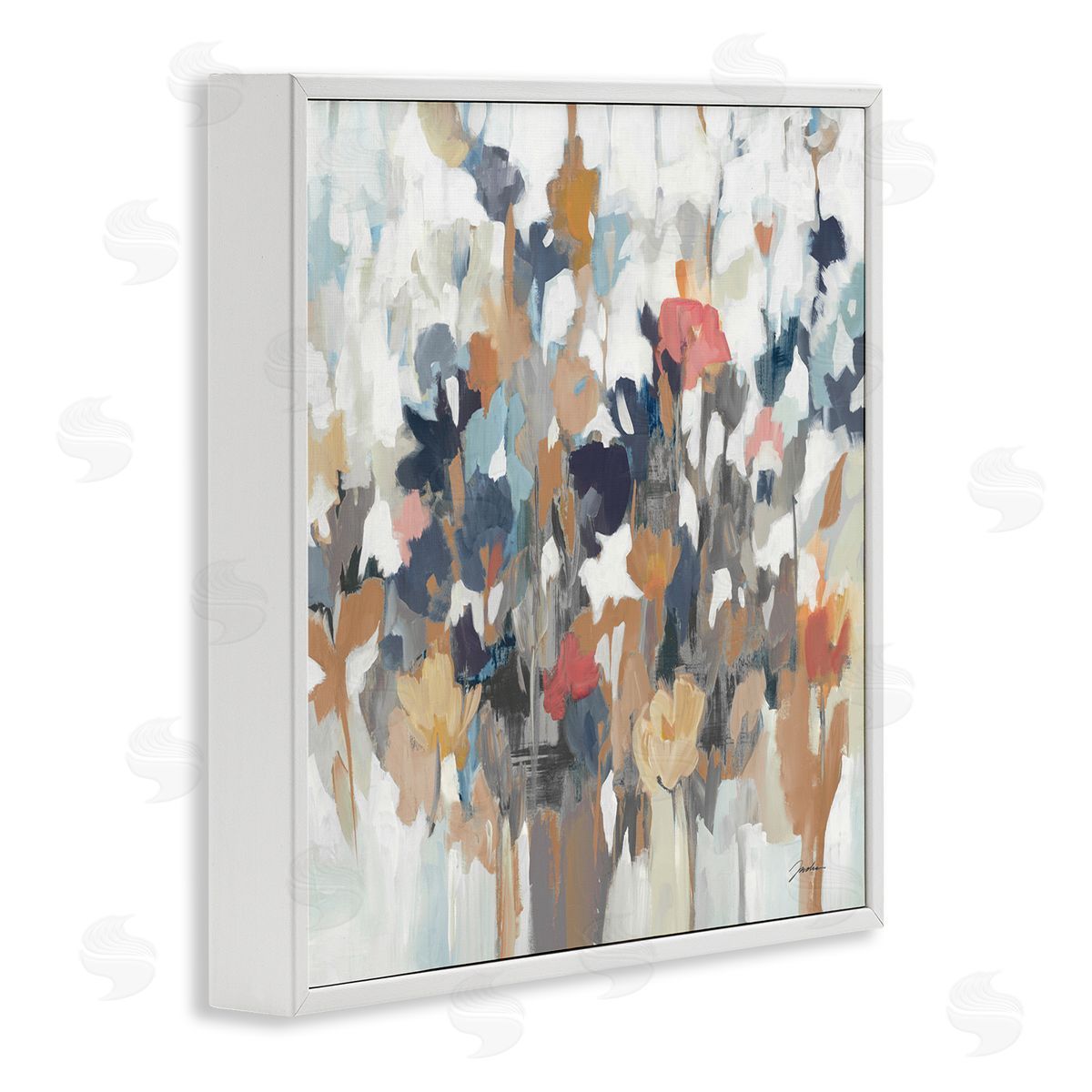 Modern Painterly Floral Arrangement White Frame Print Wall Art, Home Decor by Liz Jardine