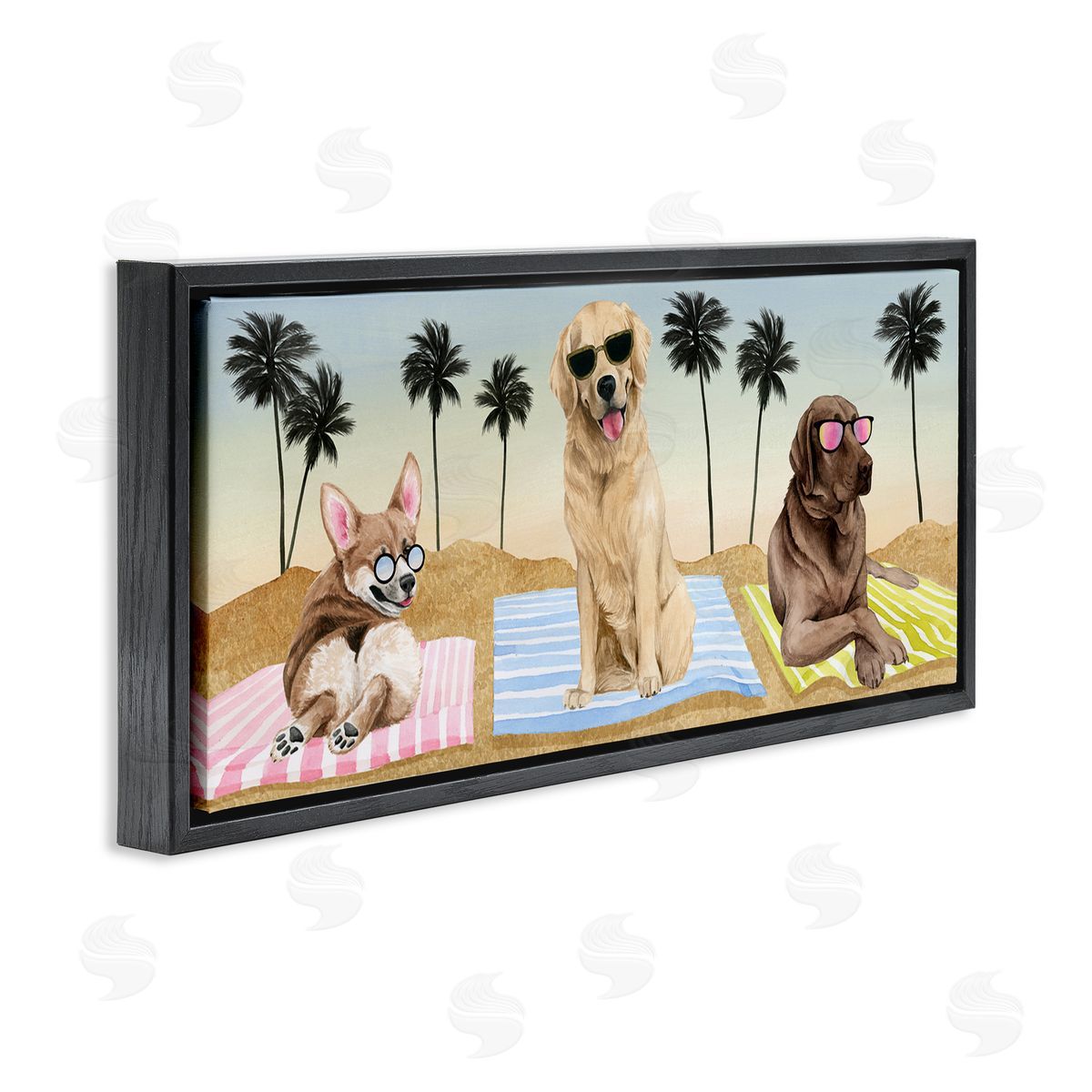 Grace Popp Whimsical Dogs Sunglasses Beach Towels Palm Trees 