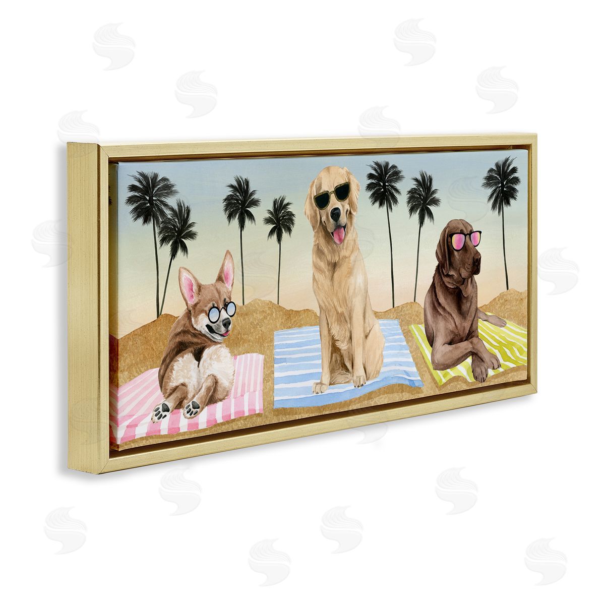 Grace Popp Whimsical Dogs Sunglasses Beach Towels Palm Trees 
