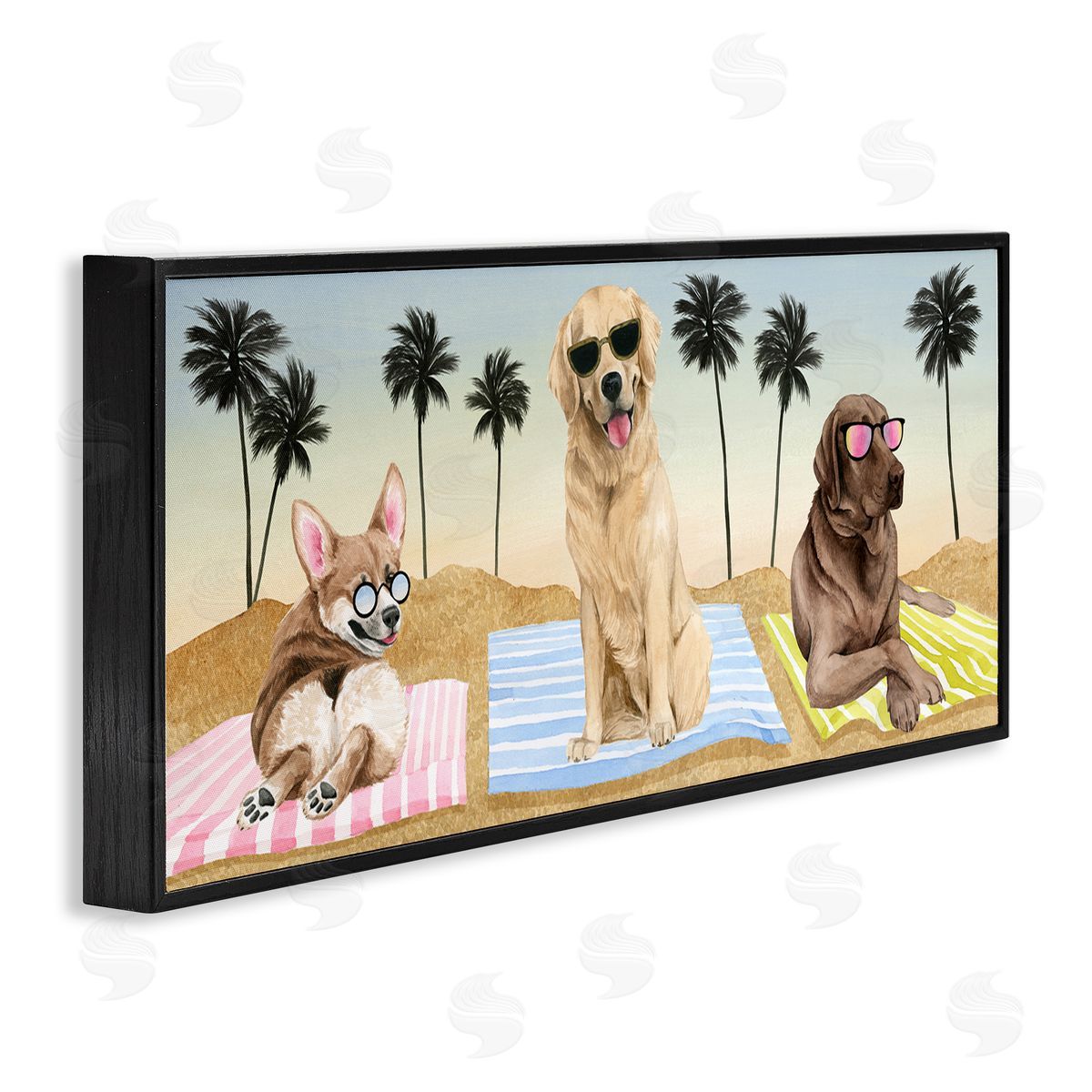 Grace Popp Whimsical Dogs Sunglasses Beach Towels Palm Trees 