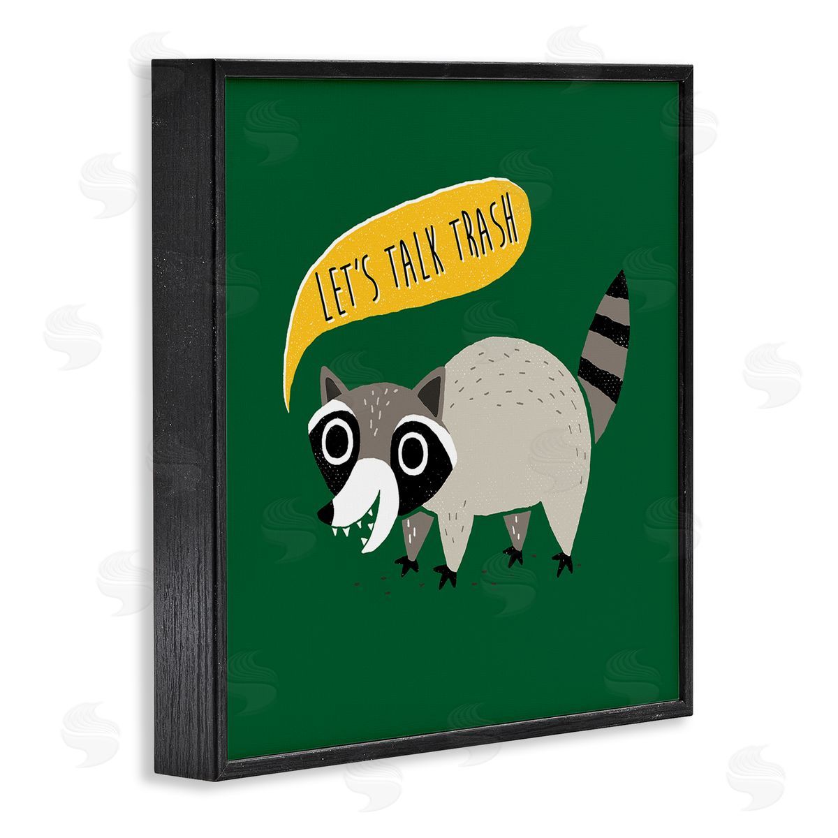 Michael Buxton Let's Talk Trash Phrase Witty Raccoon Saying  Black Framed Glicee Wall Art Print