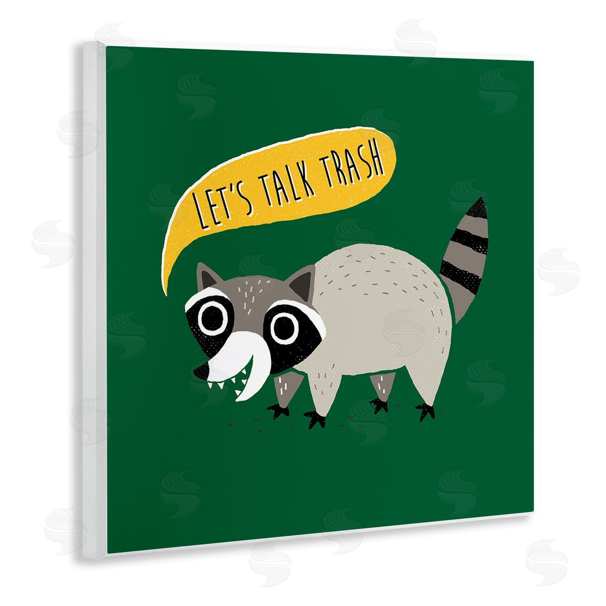 Michael Buxton Let's Talk Trash Phrase Witty Raccoon Saying  Wooden Wall Plaque Art Print