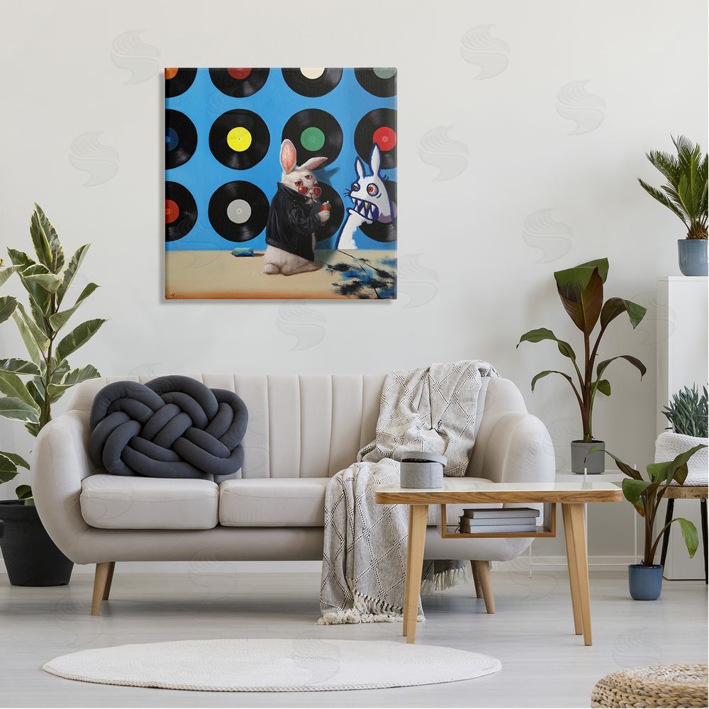 Lucia Heffernan Graffiti Rabbit Third Eye Music Record Pattern  Canvas Wall Art in Room