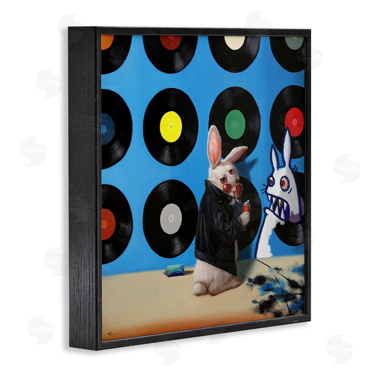 Lucia Heffernan Graffiti Rabbit Third Eye Music Record Pattern  Black Framed Glicee Wall Art Print