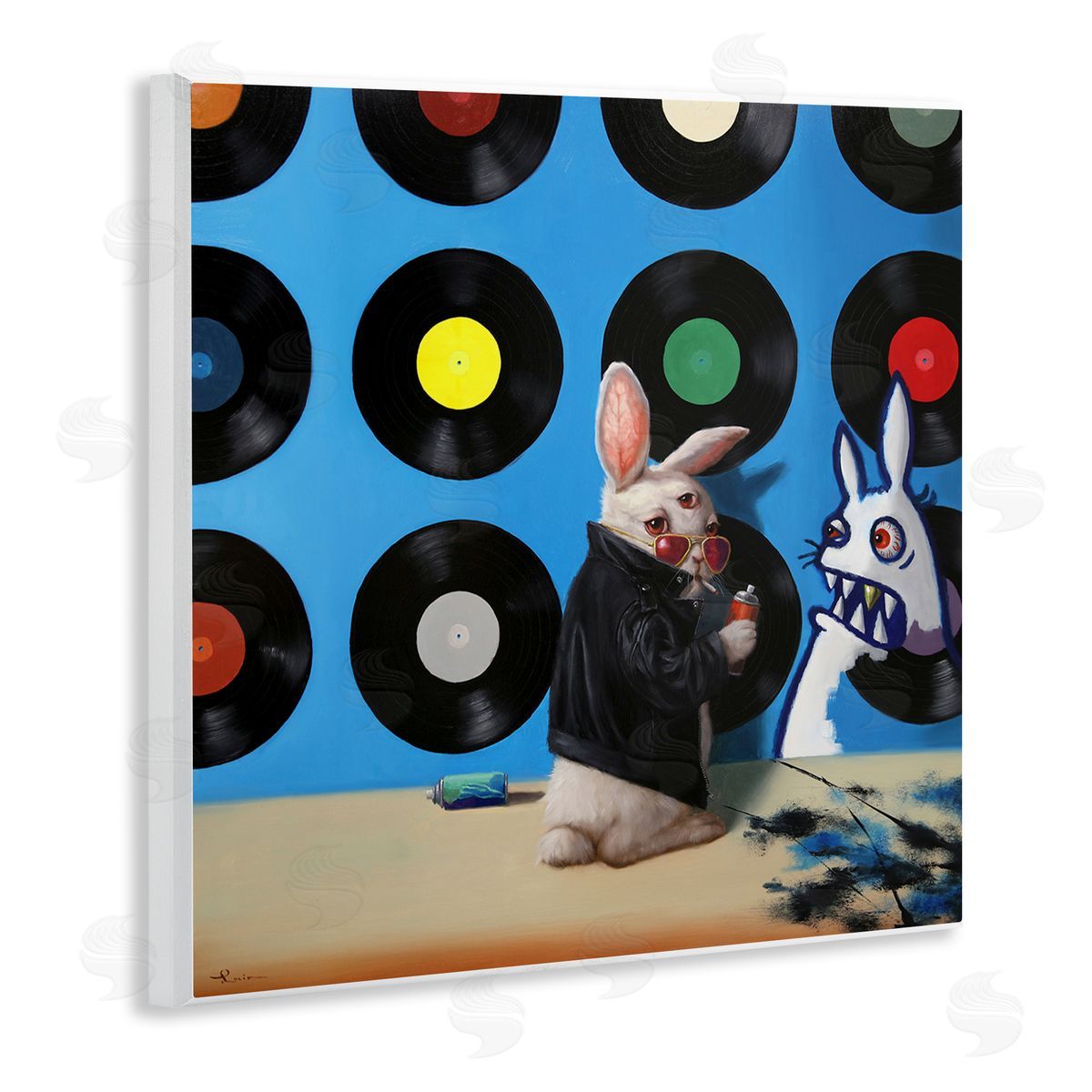 Lucia Heffernan Graffiti Rabbit Third Eye Music Record Pattern  Wooden Wall Plaque Art Print