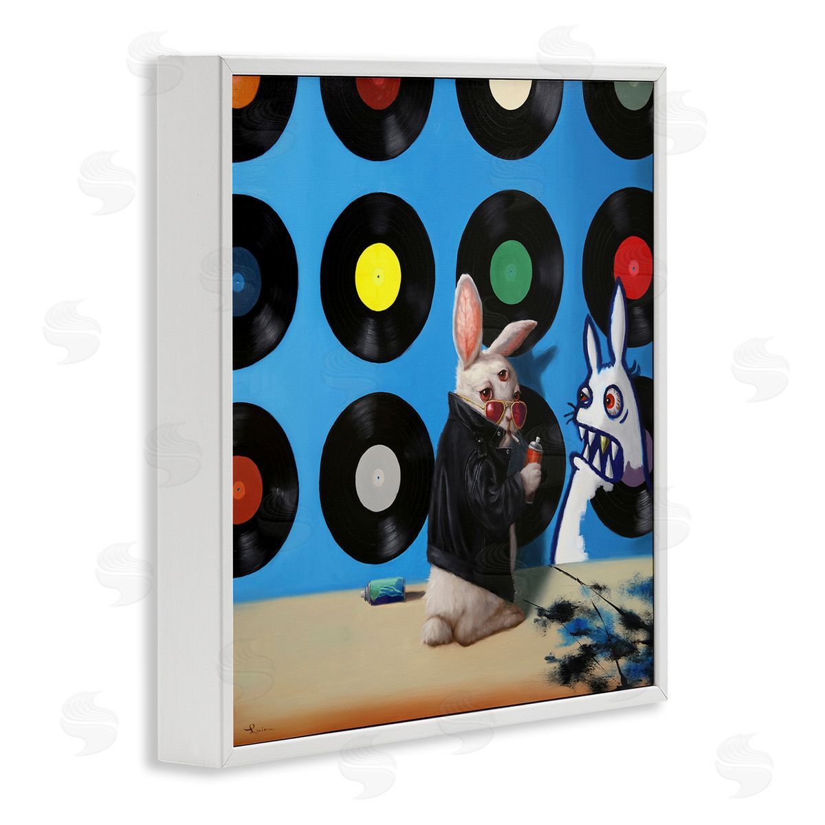 Lucia Heffernan Graffiti Rabbit Third Eye Music Record Pattern  White Framed Glicee Wall Art Print