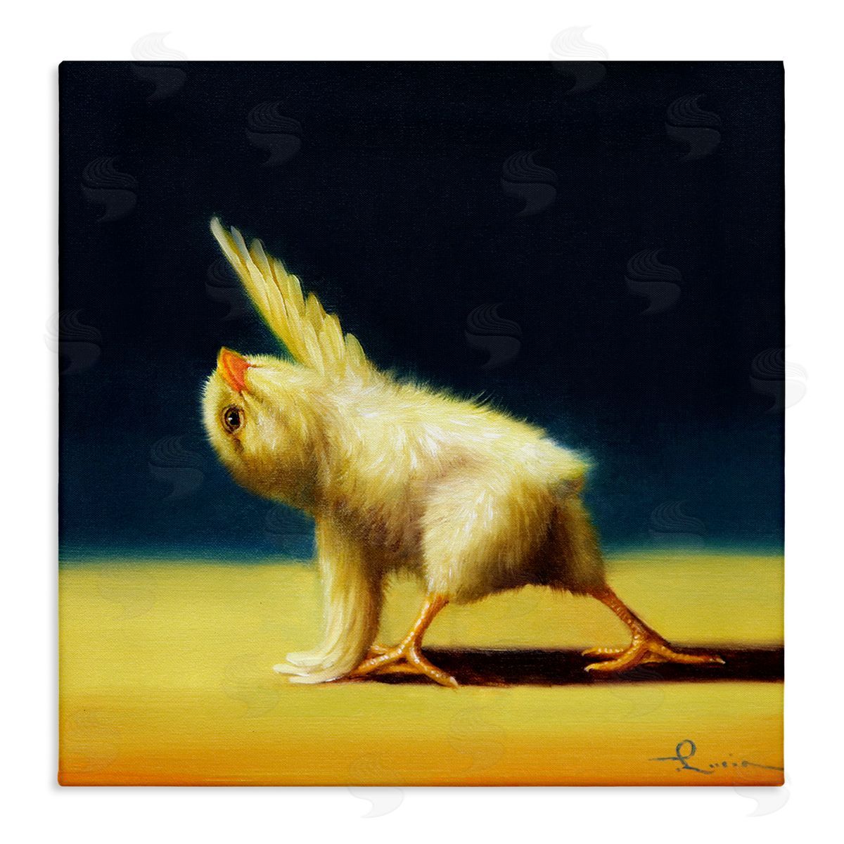 Lucia Heffernan Detailed Stretching Yoga Chick Bird Painting  Stretched Canvas Wall Art Print