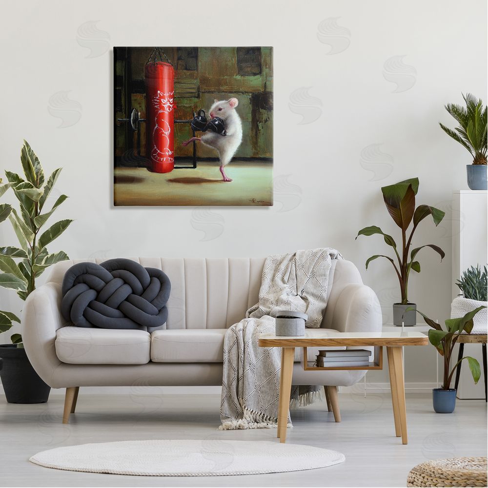 Lucia Heffernan Detailed Mouse Kick Boxing Cat Punching Bag  Canvas Wall Art in Room
