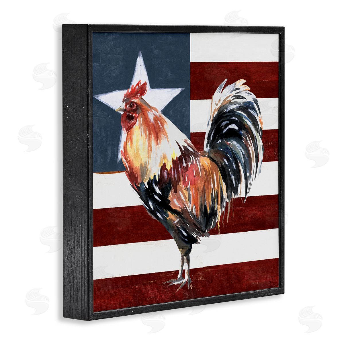 White Ladder Americana Rooster Single Star United States Flag Black Framed Glicee Wall Art Print