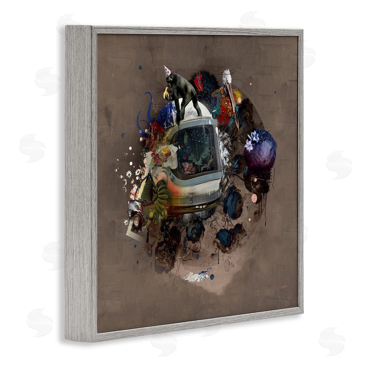 Teis Albers Layered Street Style Collage Monkey Miscellaneous Wildlife  Gray Framed Glicee Wall Art Print