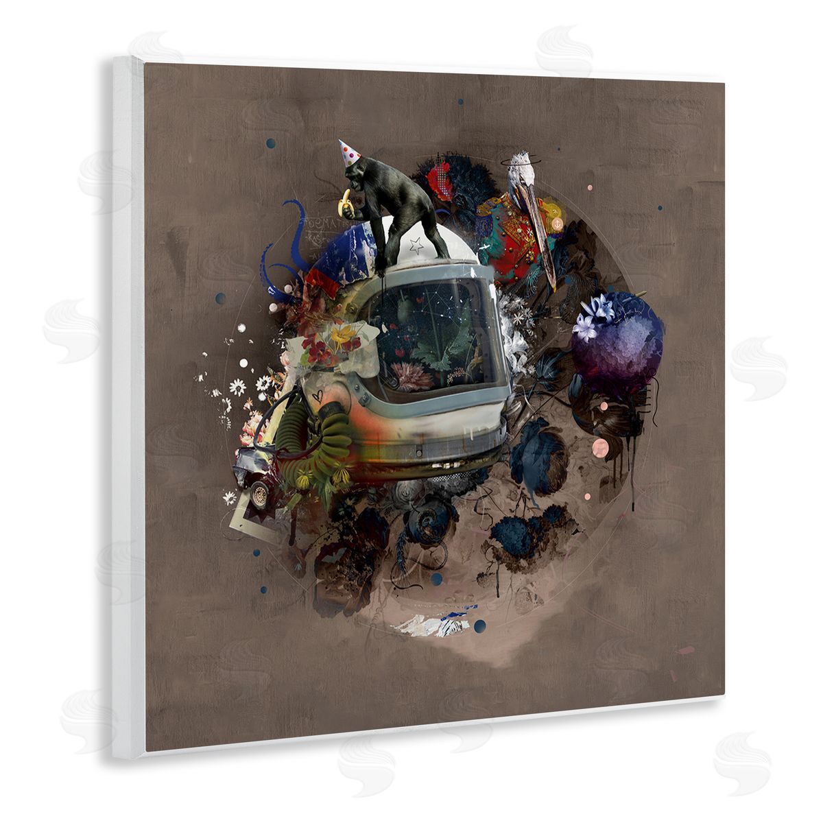 Teis Albers Layered Street Style Collage Monkey Miscellaneous Wildlife  Wooden Wall Plaque Art Print