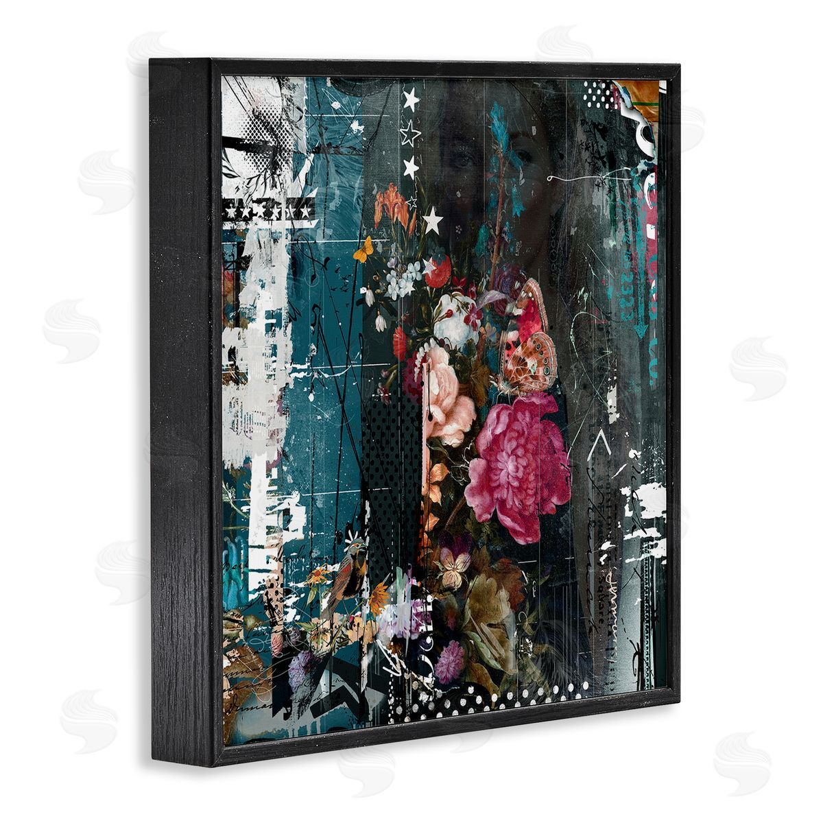Teis Albers Vintage Street Style Layered Collage Urban Floral Detail Black Framed Glicee Wall Art Print
