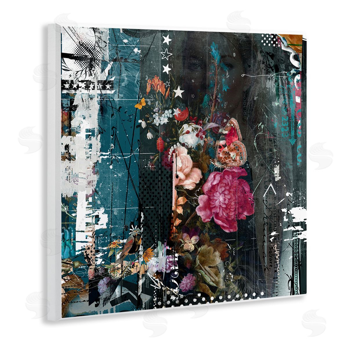 Teis Albers Vintage Street Style Layered Collage Urban Floral Detail Wooden Wall Plaque Art Print
