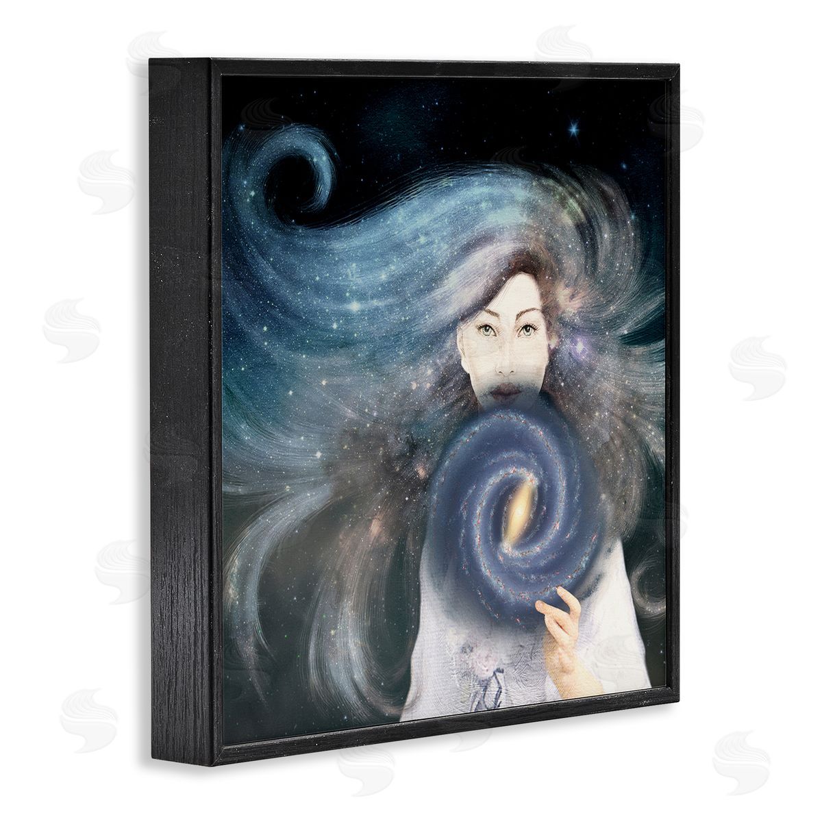 Paula Belle Flores Galaxy Woman Nebula Hair Purple Starry Universe  Black Framed Glicee Wall Art Print