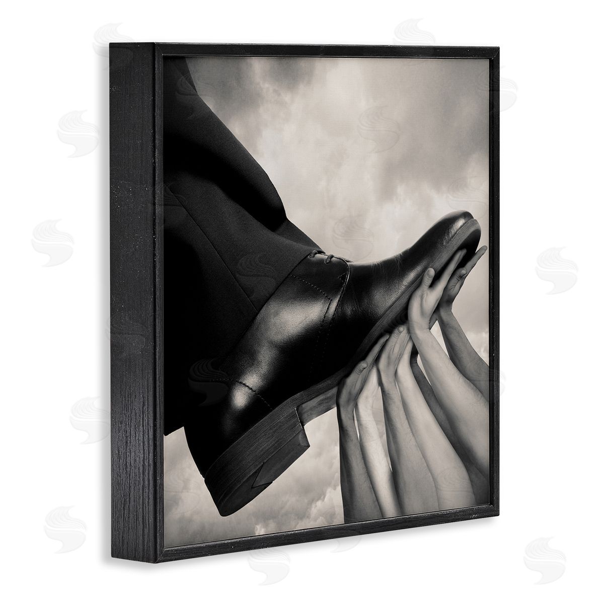 Tommy Ingberg Hands Holding Dress Shoe Monochrome Photography Clouds  Black Framed Glicee Wall Art Print