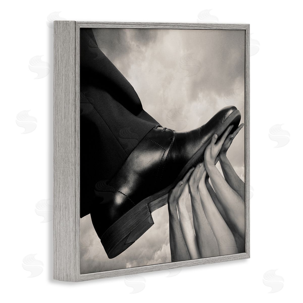 Tommy Ingberg Hands Holding Dress Shoe Monochrome Photography Clouds  Gray Framed Glicee Wall Art Print