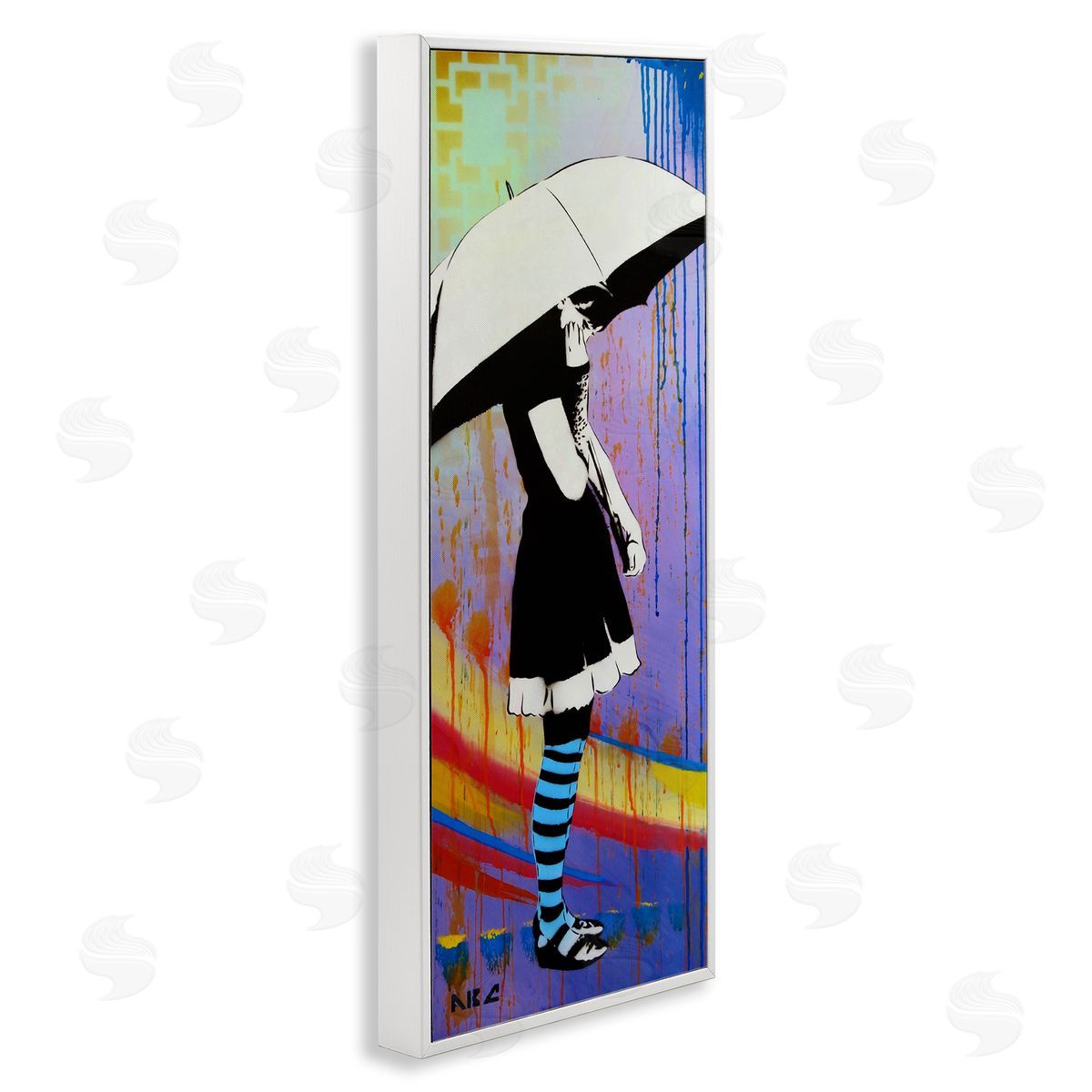AbcArtAttack Urban Paint Drip Bold Patterned Girl & Umbrella