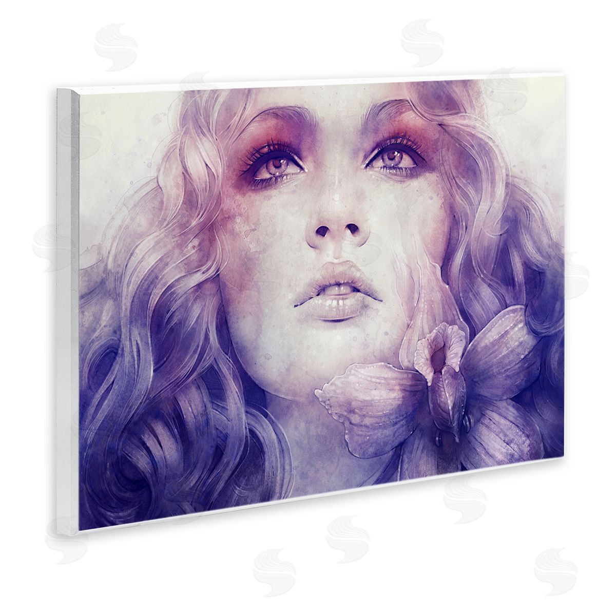 Anna Dittman Vivid Purple Flower Blossom Woman Flowing Hair Wall Plaque Art Print