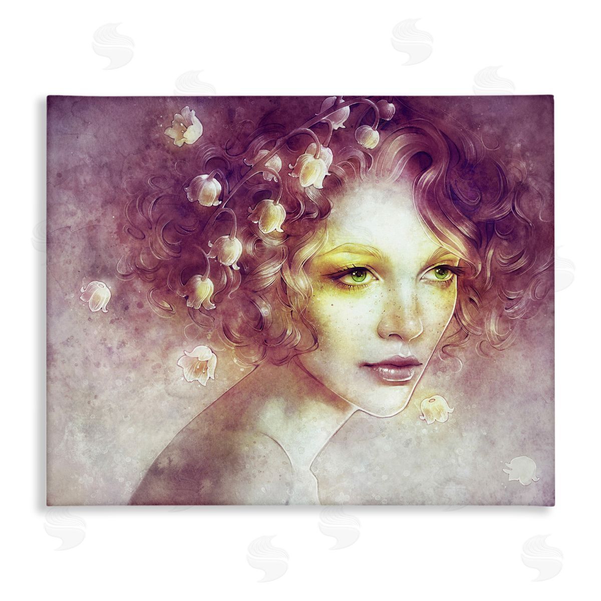 Anna Dittman Lily Of Valley Flower Blossom Hair Woman Yellow  Stretched Canvas Wall Art Print