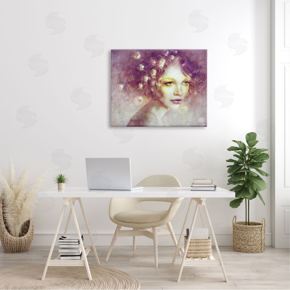 Anna Dittman Lily Of Valley Flower Blossom Hair Woman Yellow  Canvas Wall Art Print in Room