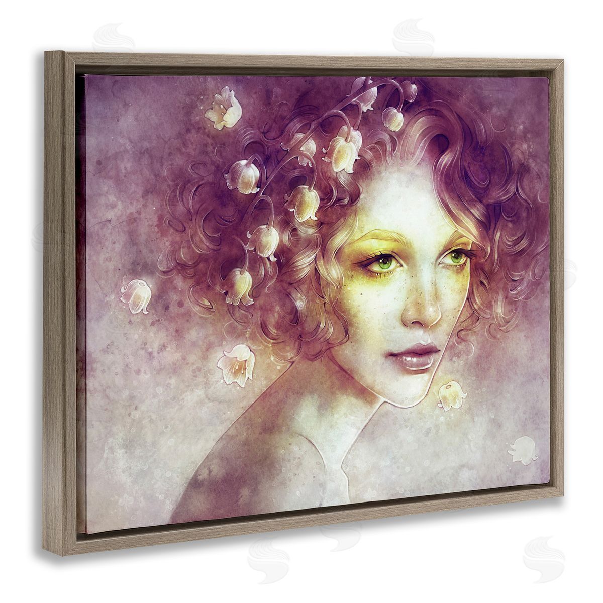 Anna Dittman Lily Of Valley Flower Blossom Hair Woman Yellow  Brown Floating Frame Canvas Wall Art Print