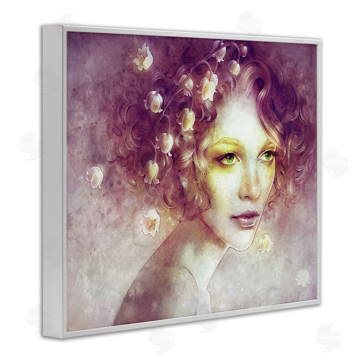 Anna Dittman Lily Of Valley Flower Blossom Hair Woman Yellow  White Framed Giclee Wall Art Print