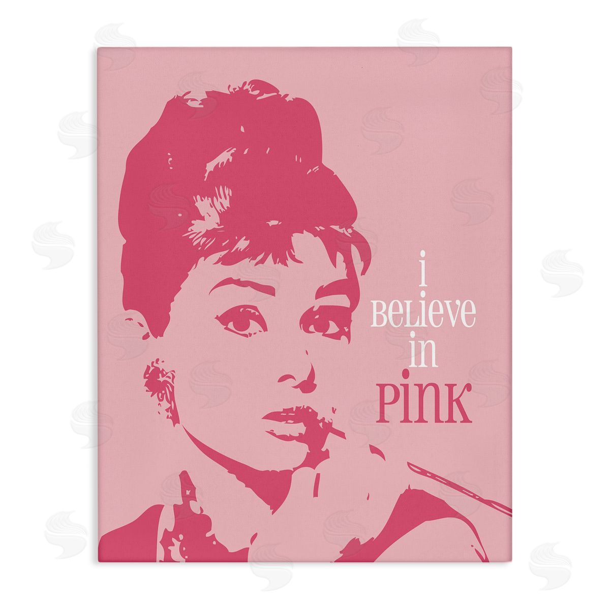 Amy Brinkman Believe In Pink Audrey Hepburn Actress Text  Stretched Canvas Wall Art Print
