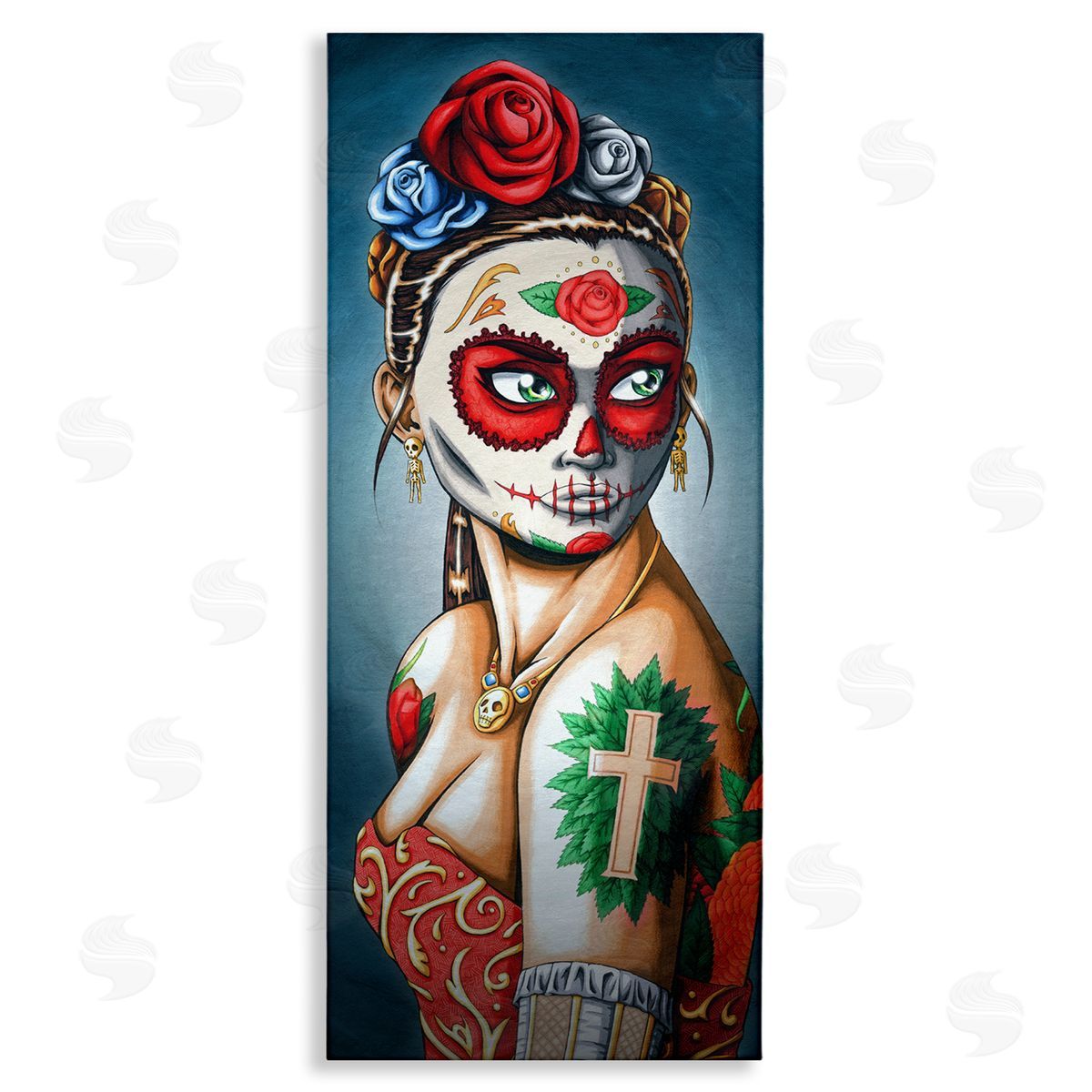 Nicholas Ivins Day Of Dead Skull Face Painting Roses Tattoos 