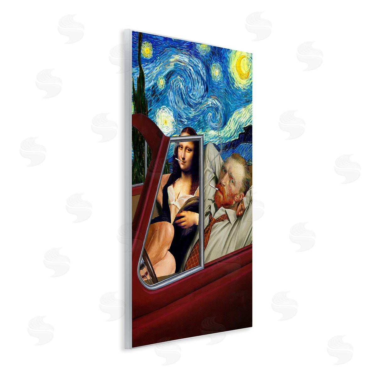 Barry Kite Van Gogh & Mona Lisa Driving Starry Night Sky  Wall Plaque Art Print