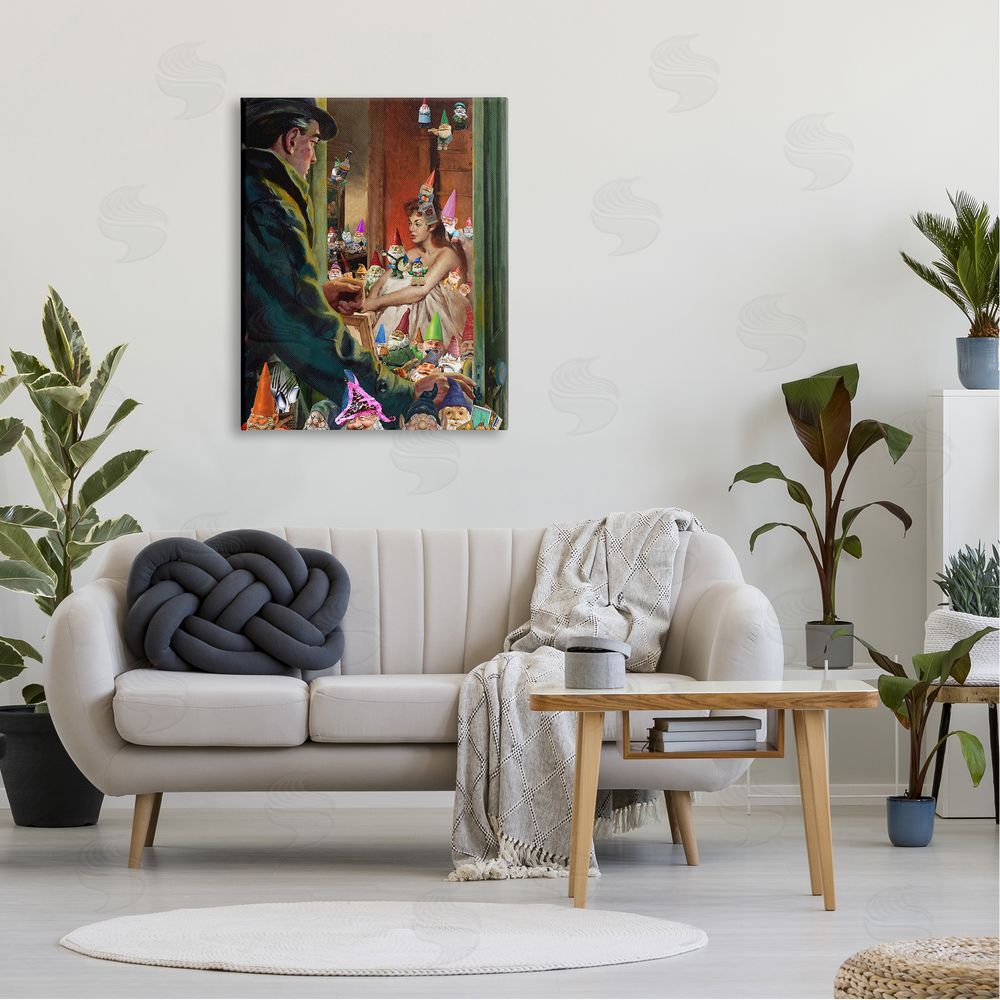 Barry Kite Traditional Painting People Humorous Vivid Garden Gnomes  Canvas Wall Art Print in Room