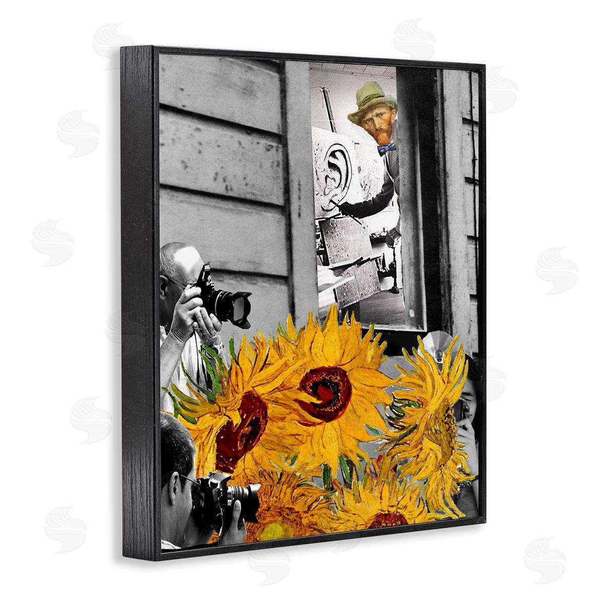 Barry Kite Classic Van Gogh Sunflowers & Paparazzi Painting  Black Framed Giclee Wall Art Print